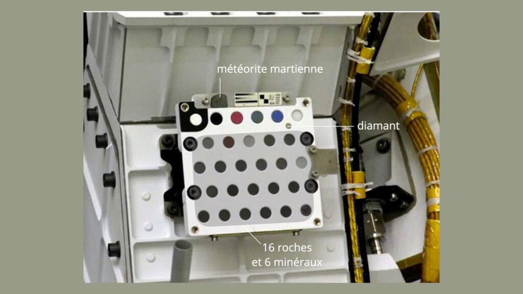 La météorite martienne dans l'instrument SuperCam. // Source : NASA/JPL-Caltech La météorite martienne dans l'instrument SuperCam. // Source : NASA/JPL-Caltech