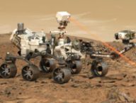 Illustration du rover Perseverance sur Mars, tirant sur la roche avec son laser. // Source : CNES/DUCROS David, 2021 (image recadrée) Illustration du rover Perseverance sur Mars, tirant sur la roche avec son laser. // Source : CNES/DUCROS David, 2021 (image recadrée)