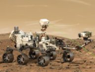 Vue d'artiste de Perseverance sur Mars. // Source : CNES/DUCROS David, 2021 (photo recadrée)