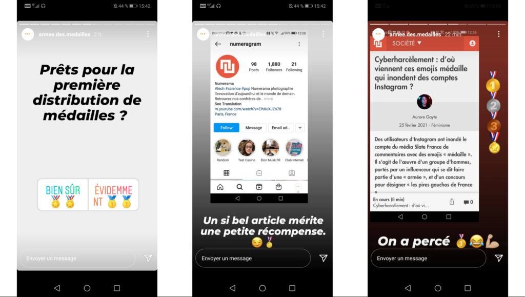 L'organisation d'un raid de cyberharcèlement contre le compte Instagram de Numerama // Source : Capture d'écran Numerama / Instagram L'organisation d'un raid de cyberharcèlement contre le compte Instagram de Numerama // Source : Capture d'écran Numerama / Instagram