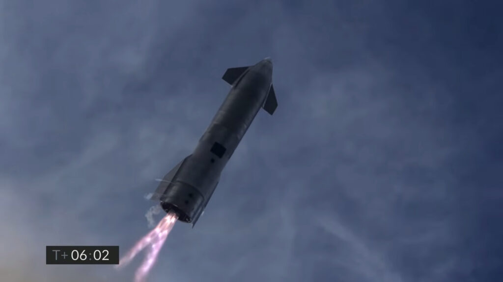 Le vol du Starship SN10 de SpaceX // Source : Capture d'écran Numerama Le vol du Starship SN10 de SpaceX // Source : Capture d'écran Numerama