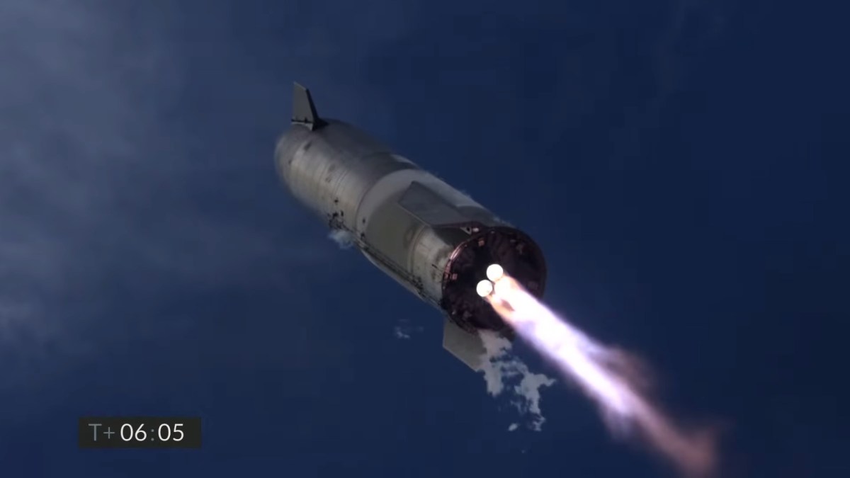 Le vol du Starship SN10 de SpaceX // Source : Capture d'écran Numerama Le vol du Starship SN10 de SpaceX // Source : Capture d'écran Numerama