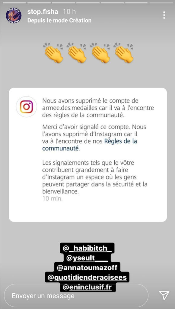 La story de Stop.fisha // Source : Capture d'écran Numerama La story de Stop.fisha // Source : Capture d'écran Numerama
