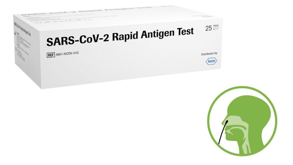 Boite d'un autotest antigénique. // Source : Roche Boite d'un autotest antigénique. // Source : Roche