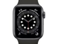 L'Apple Watch Series 6 avec un boîtier de 40 mm et un bracelet sport noir.