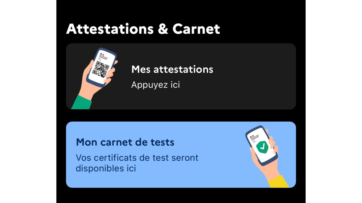 Le « carnet » de TousAntiCovid sera utilisé dans le cadre du pass sanitaire. // Source : TousAntiCovid Le « carnet » de TousAntiCovid sera utilisé dans le cadre du pass sanitaire. // Source : TousAntiCovid