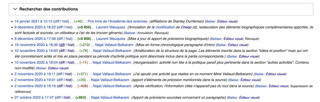 Une même adresse IP a agrémenté la page de NVB de détails flatteurs, tandis que l'internaute anonyme a modifié la page de Laurent Wauquiez en sa défaveur Une même adresse IP a agrémenté la page de NVB de détails flatteurs, tandis que l'internaute anonyme a modifié la page de Laurent Wauquiez en sa défaveur
