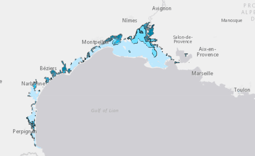 Le pourtour méditerranéen est exposé à la montée des eaux. // Source : Agence européenne de l'environnement Le pourtour méditerranéen est exposé à la montée des eaux. // Source : Agence européenne de l'environnement