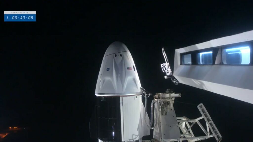 Passerelle permettant l'accès de l'équipage à l'ISS. // Source : SpaceX Passerelle permettant l'accès de l'équipage à l'ISS. // Source : SpaceX