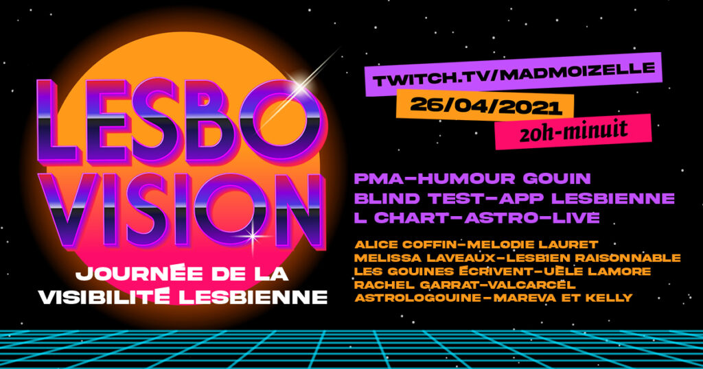 Le programme de LESBOVISION ce lundi 26 avril 2021 // Source : Aude-Line Bénazet/Madmoizelle Le programme de LESBOVISION ce lundi 26 avril 2021 // Source : Aude-Line Bénazet/Madmoizelle