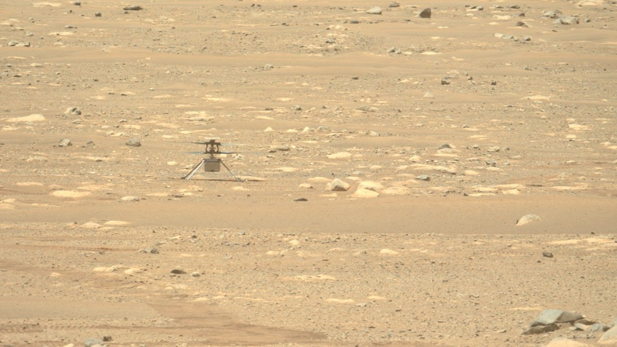 Ingenuity le 21 avril 2021 sur Mars. // Source : NASA/JPL-Caltech/ASU (photo recadrée)