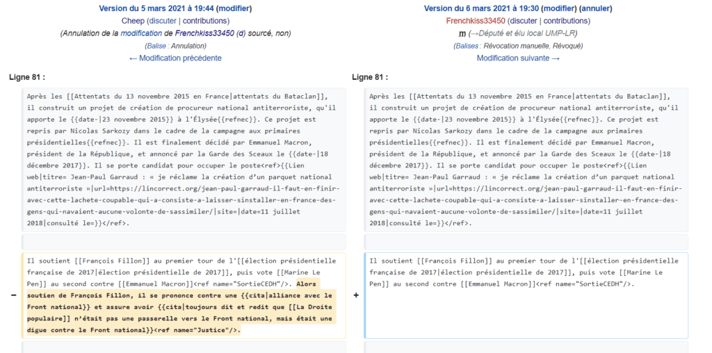 Les modifications faites sur la page wikipedia de Jean-Paul Garraud Les modifications faites sur la page wikipedia de Jean-Paul Garraud