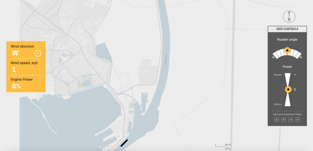 Tentez la traversée du canal de Suez avec le mini-jeu de la CNN // Source : CNN Tentez la traversée du canal de Suez avec le mini-jeu de la CNN // Source : CNN