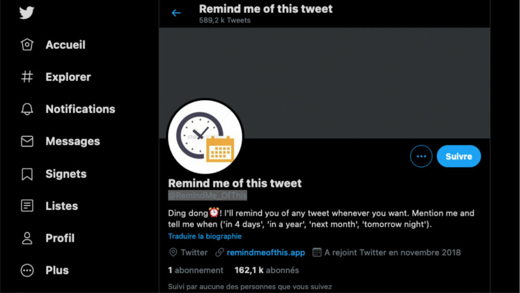 Le bot Twitter qui vous sert de pense-bête // Source : Capture d'écran Numerama Le bot Twitter qui vous sert de pense-bête // Source : Capture d'écran Numerama