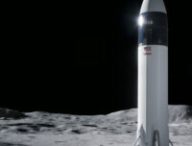Vue d'artiste du Starship de SpaceX posant des astronautes sur la Lune. // Source : SpaceX Vue d'artiste du Starship de SpaceX posant des astronautes sur la Lune. // Source : SpaceX