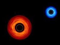 Trou noir binaire, visualisation de la Nasa. // Source : NASA’s Goddard Space Flight Center/Jeremy Schnittman and Brian P. Powell Trou noir binaire, visualisation de la Nasa. // Source : NASA’s Goddard Space Flight Center/Jeremy Schnittman and Brian P. Powell