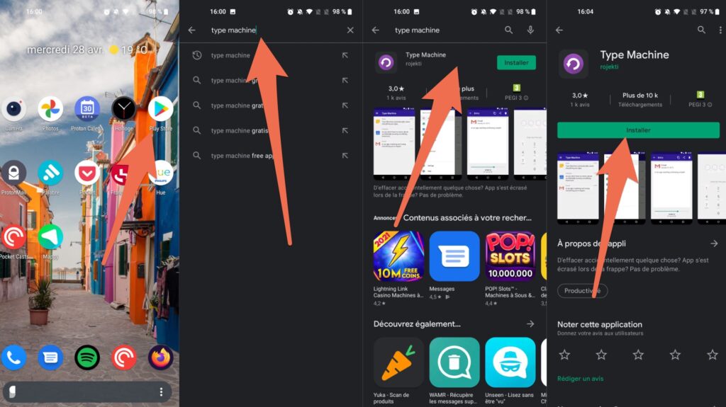 Type Machine est à la disposition de tout le monde sur le Play Store // Source : Capture d'écran