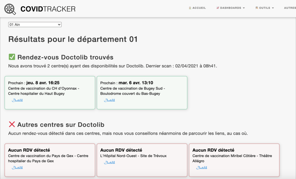 Vite Ma Dose !, un outil de Covid Tracker // Source : Covid Tracker Vite Ma Dose !, un outil de Covid Tracker // Source : Covid Tracker