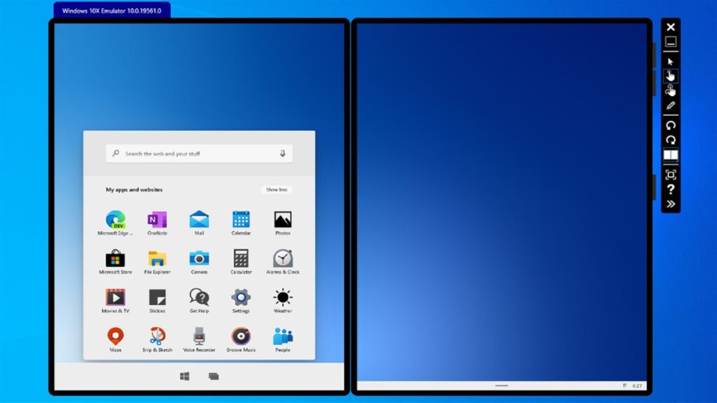 Windows 10X tel qu'il était pensé au départ // Source : Microsoft Windows 10X tel qu'il était pensé au départ // Source : Microsoft