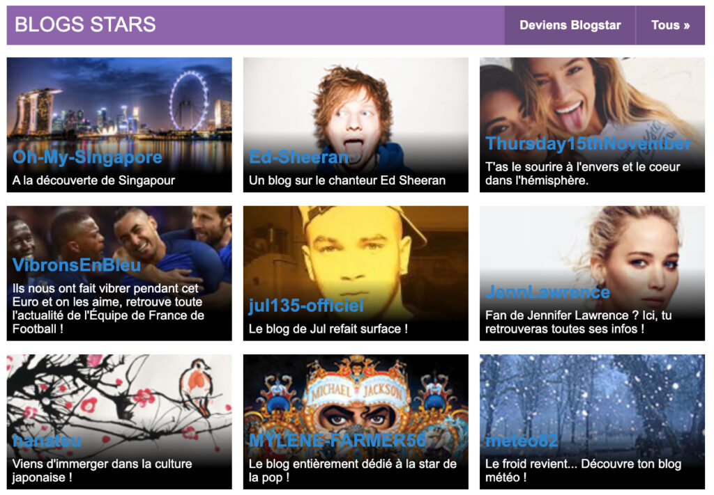 Les Blogs Stars du 10 mai 2021 // Source : Skyrock
