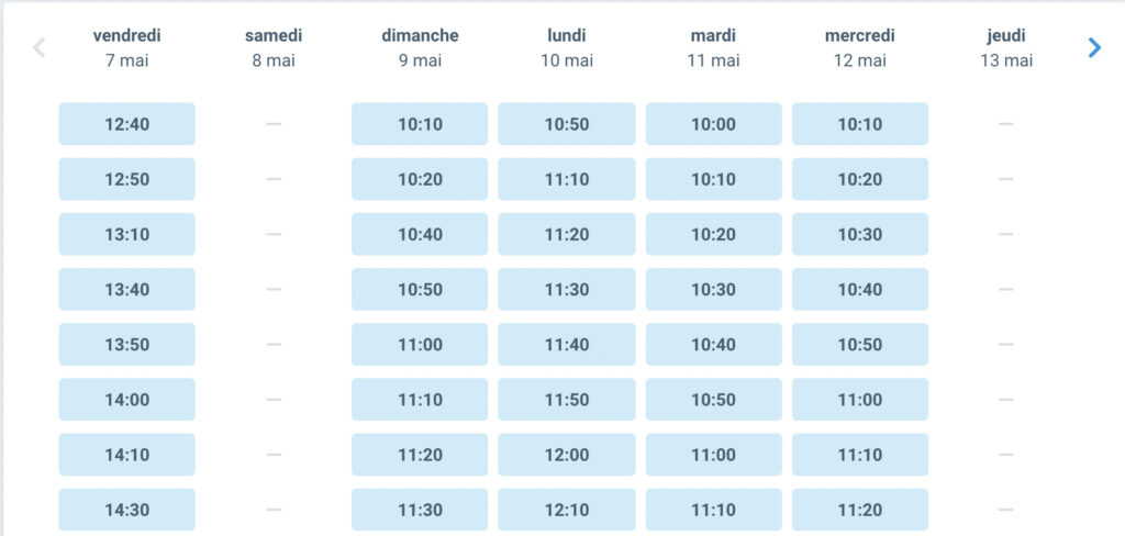 Des exemples de créneaux libres en Seine Saint-Denis // Source : Capture d'écran Doctolib