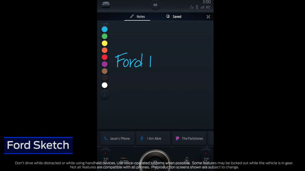 Logiciel de dessin dans le Ford Mach-E // Source : Capture YouTube Logiciel de dessin dans le Ford Mach-E // Source : Capture YouTube
