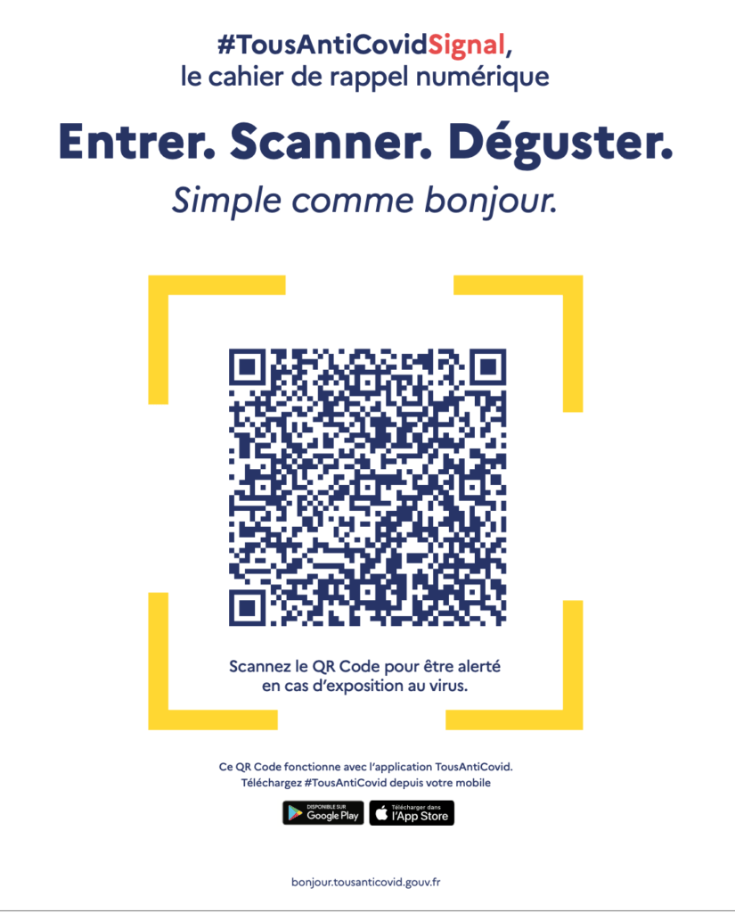 Vous trouverez ce genre d'affiche à l'entrée des lieux clos (ici, pour une discothèque capable d'accueillir plus de 2 000 personnes. // Source : TousAntiCovid Vous trouverez ce genre d'affiche à l'entrée des lieux clos (ici, pour une discothèque capable d'accueillir plus de 2 000 personnes. // Source : TousAntiCovid