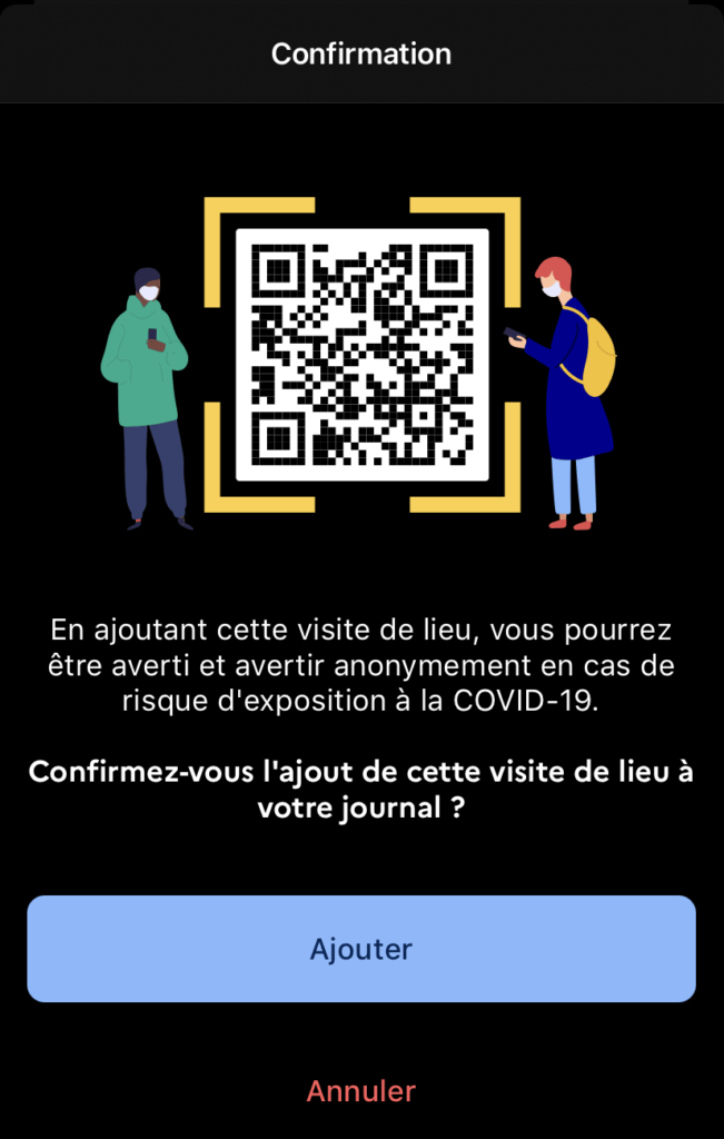 Une fois que vous avez fait le point sur le QR Code, vous n'avez plus qu'à ajouter le code dans l'app. // Source : Capture d'écran Numerama Une fois que vous avez fait le point sur le QR Code, vous n'avez plus qu'à ajouter le code dans l'app. // Source : Capture d'écran Numerama