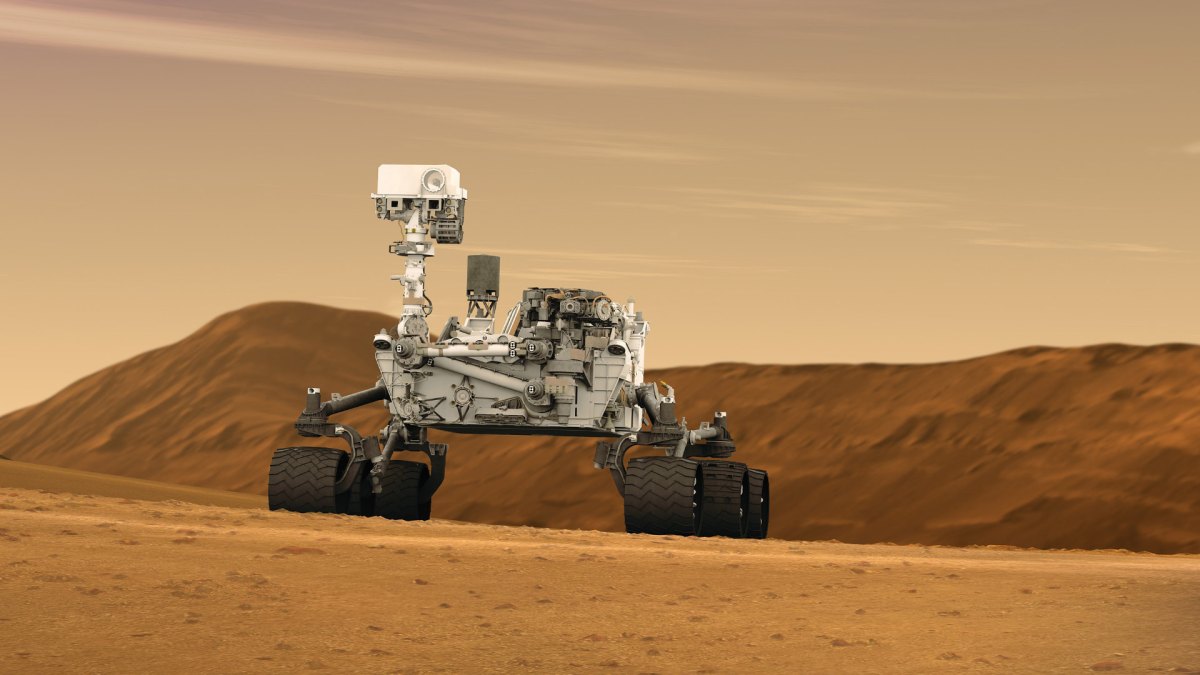 Vue d'artiste de Curiosity sur Mars. // Source : NASA/JPL Caltech, 2011 (image recadrée) Vue d'artiste de Curiosity sur Mars. // Source : NASA/JPL Caltech, 2011 (image recadrée)