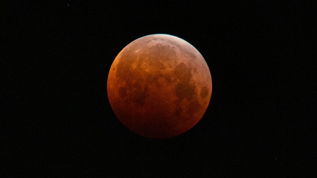 Éclipse de Lune du 26 mai 2021. // Source : Flickr/CC/Peter Alfred Hess (photo recadrée) Éclipse de Lune du 26 mai 2021. // Source : Flickr/CC/Peter Alfred Hess (photo recadrée)