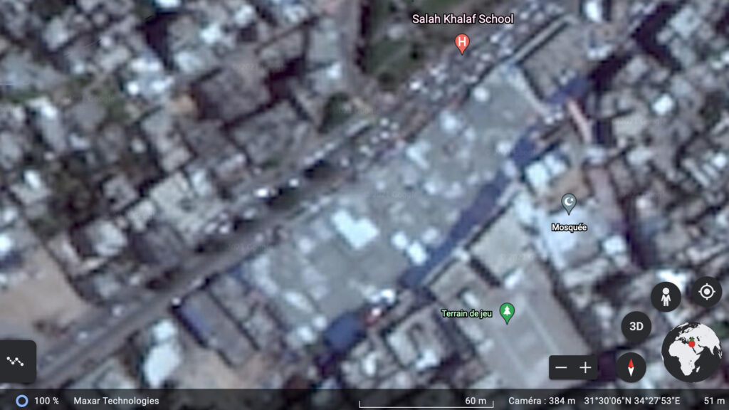 Pour le moment, Gaza est toujours très flou sur Google Earth. // Source : Capture Numerama / Google Earth Pour le moment, Gaza est toujours très flou sur Google Earth. // Source : Capture Numerama / Google Earth