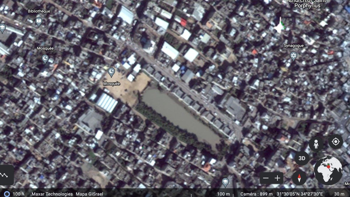 Gaza est très flou sur Google Earth // Source : Capture Numerama sur Google Earth Gaza est très flou sur Google Earth // Source : Capture Numerama sur Google Earth