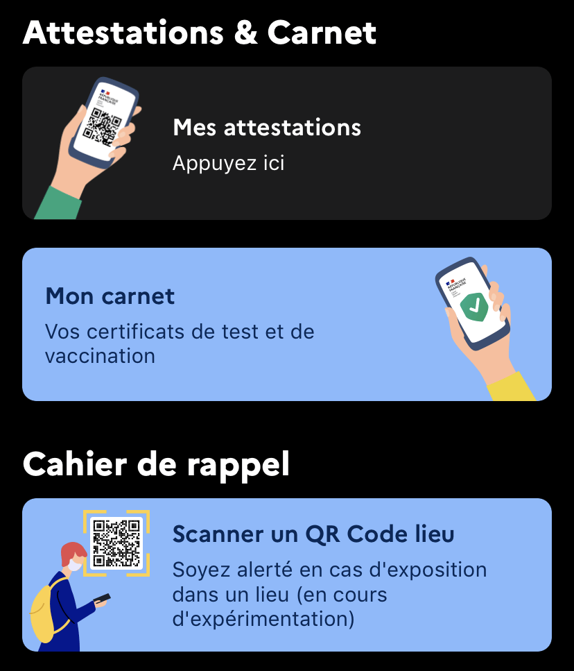 Vous pouvez également ouvrir l'outil pour scanner le QR Code depuis l'app TousAntiCovid. // Source : Capture d'écran Numerama Vous pouvez également ouvrir l'outil pour scanner le QR Code depuis l'app TousAntiCovid. // Source : Capture d'écran Numerama