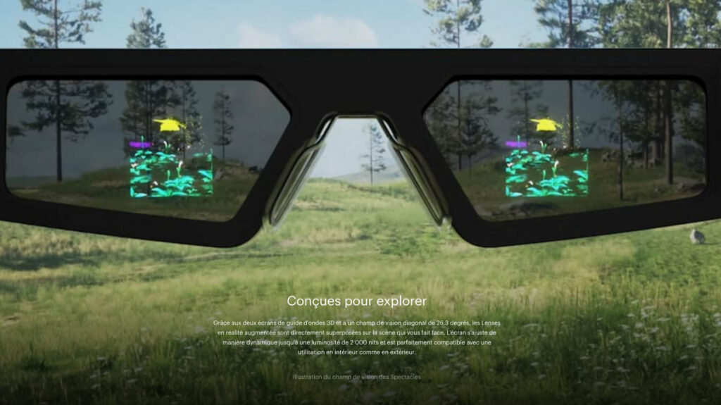 Le champ de vision exploitable des nouvelles lunettes Snapchat // Source : Snapchat Le champ de vision exploitable des nouvelles lunettes Snapchat // Source : Snapchat