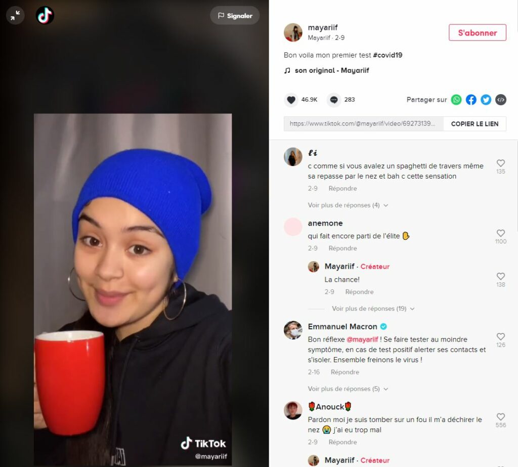 Emmanuel Macron a commenté la publication du compte TikTok Mayariif // Source : Capture Numerama / Tiktok mayariif Emmanuel Macron a commenté la publication du compte TikTok Mayariif // Source : Capture Numerama / Tiktok mayariif