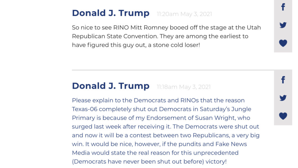 Source : Capture du site de Donald Trump