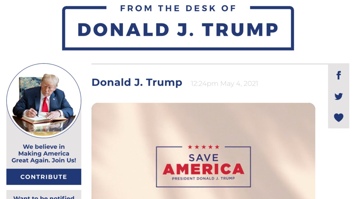 Source : Capture du site de Donald Trump Source : Capture du site de Donald Trump