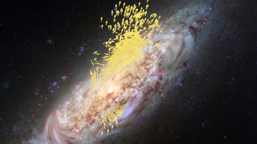 Vue d'artiste de la fusion entre la Voie lactée et Gaïa-Encelade. // Source : Koppelman, Villalobos and Helmi (simulation); NASA/ESA/Hubble (galaxy image), CC BY-SA 3.0 IGO Vue d'artiste de la fusion entre la Voie lactée et Gaïa-Encelade. // Source : Koppelman, Villalobos and Helmi (simulation); NASA/ESA/Hubble (galaxy image), CC BY-SA 3.0 IGO