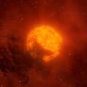 Vue d'artiste de Bételgeuse obscurcie par un nuage de poussière. // Source : ESO/L. Calçada Vue d'artiste de Bételgeuse obscurcie par un nuage de poussière. // Source : ESO/L. Calçada