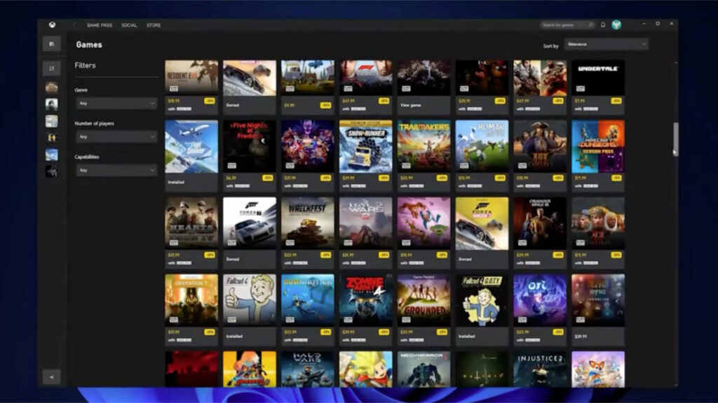 Le Xbox Game Pass dans Windows 11 // Source : Capture d'écran