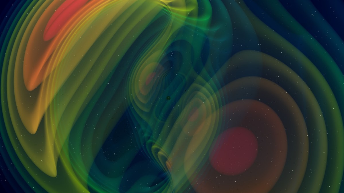 Vue d'artiste de l'événement GW190412. // Source : N. Fischer, H. Pfeiffer, A. Buonanno (Max Planck Institute for Gravitational Physics), Simulating eXtreme Spacetimes (SXS) Collaboration Vue d'artiste de l'événement GW190412. // Source : N. Fischer, H. Pfeiffer, A. Buonanno (Max Planck Institute for Gravitational Physics), Simulating eXtreme Spacetimes (SXS) Collaboration