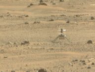 Ingenuity sur Mars le 6 juin 2021. // Source : NASA/JPL-Caltech/ASU/MSSS (photo recadrée) Ingenuity sur Mars le 6 juin 2021. // Source : NASA/JPL-Caltech/ASU/MSSS (photo recadrée)