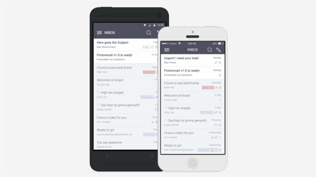 Les applications mobiles de Proton mériterait un petit coup de frais // Source : Proton