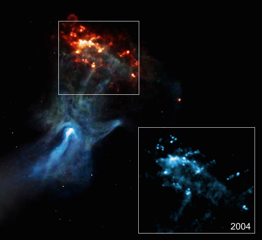 MSH 15-52 observé par Chandra. // Source : NASA/SAO/NCSU/Borkowski et al. MSH 15-52 observé par Chandra. // Source : NASA/SAO/NCSU/Borkowski et al.