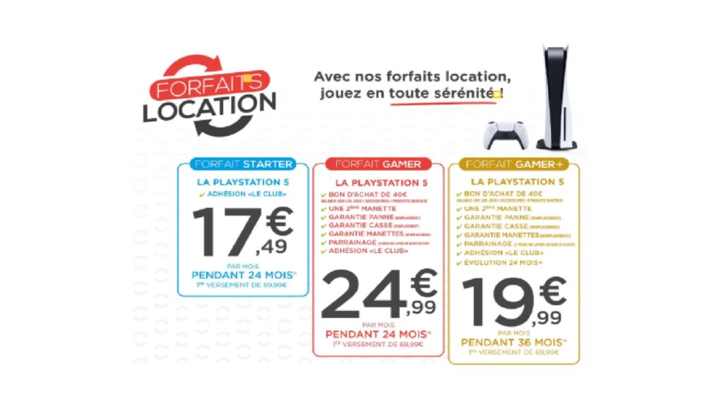 Location d'une PS5 chez Micromania // Source : Micromania Location d'une PS5 chez Micromania // Source : Micromania