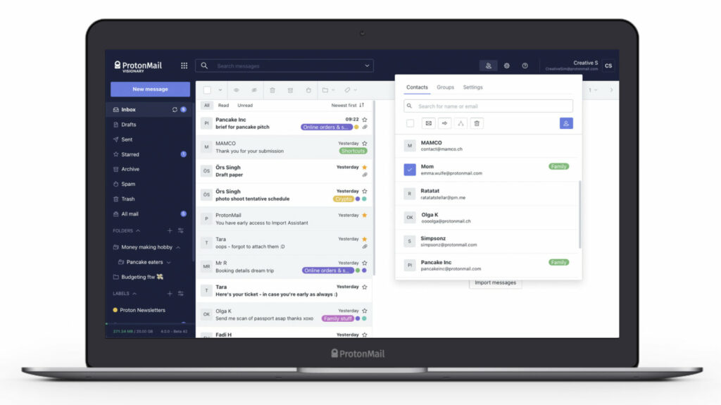 La nouvelle interface web de ProtonMail // Source : Proton