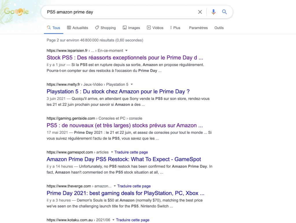 Des sites internet jouent sur l'ambiguité de la présence de la PS5 sur Amazon pendant les Prime Days Des sites internet jouent sur l'ambiguité de la présence de la PS5 sur Amazon pendant les Prime Days