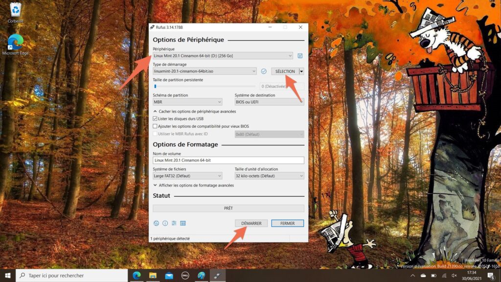 Rufus vous permet d'installer Linux sur une clé USB ou un disque dur externe // Source : Capture d'écran Rufus vous permet d'installer Linux sur une clé USB ou un disque dur externe // Source : Capture d'écran