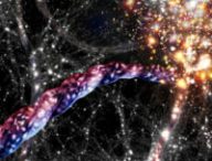 Vue d'artiste des filaments cosmiques. // Source : AIP/ A. Khalatyan/ J. Fohlmeister (image recadrée)