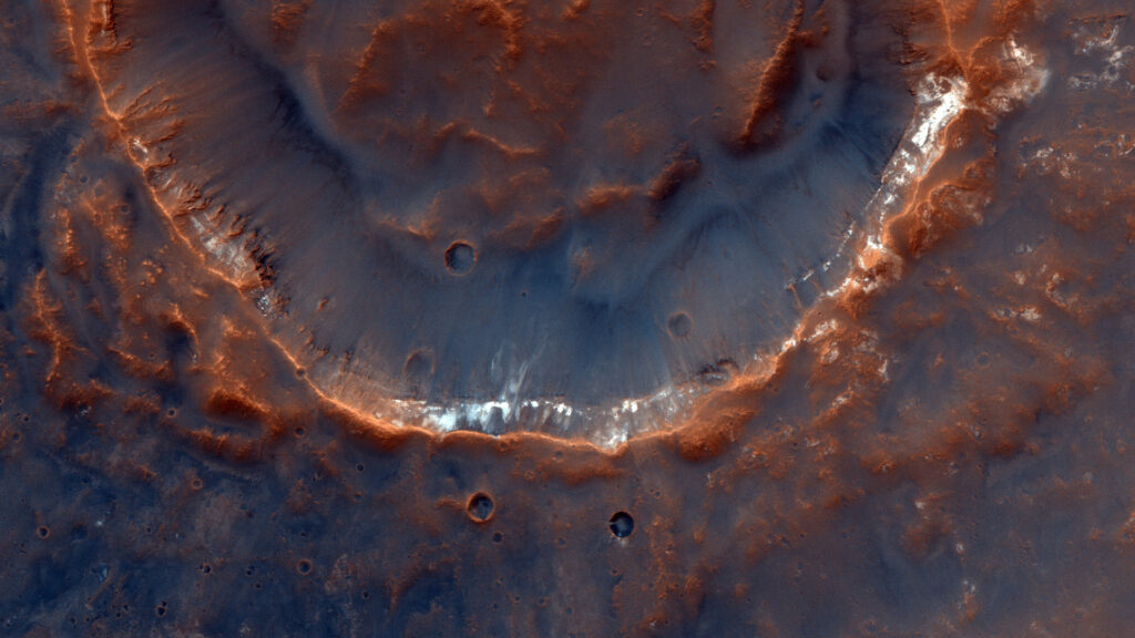 La surface de Mars vue par la sonde TGO. // Source : Flickr/CC/ESA (photo recadrée) La surface de Mars vue par la sonde TGO. // Source : Flickr/CC/ESA (photo recadrée)